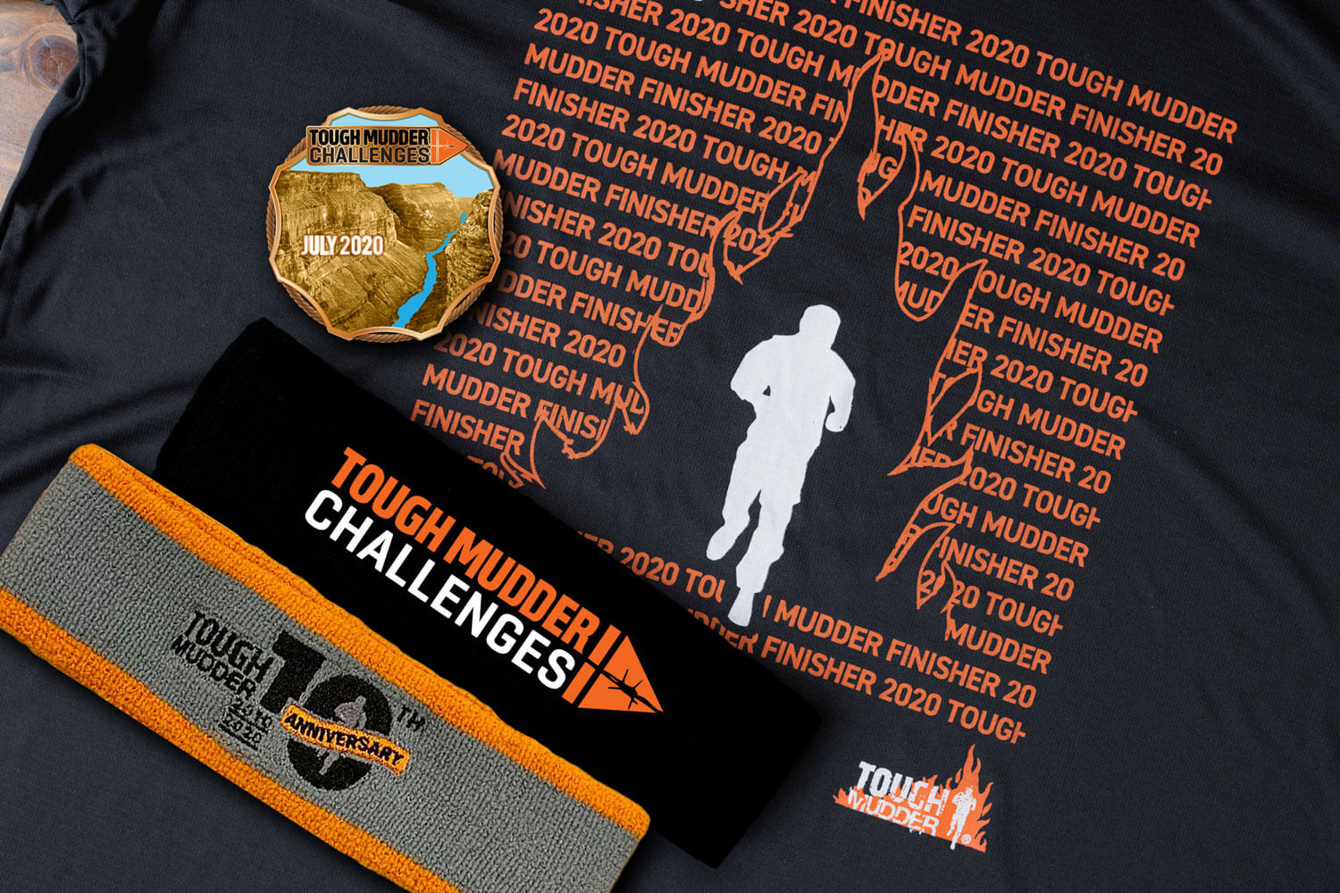 Tough Mudder shirt, headbands and medal